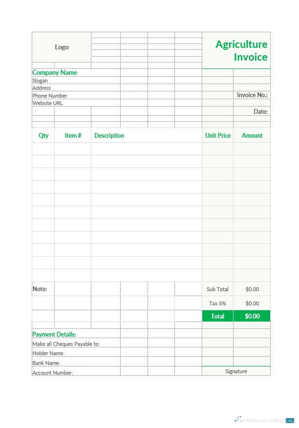 Download Agriculture Invoice Photoshop template